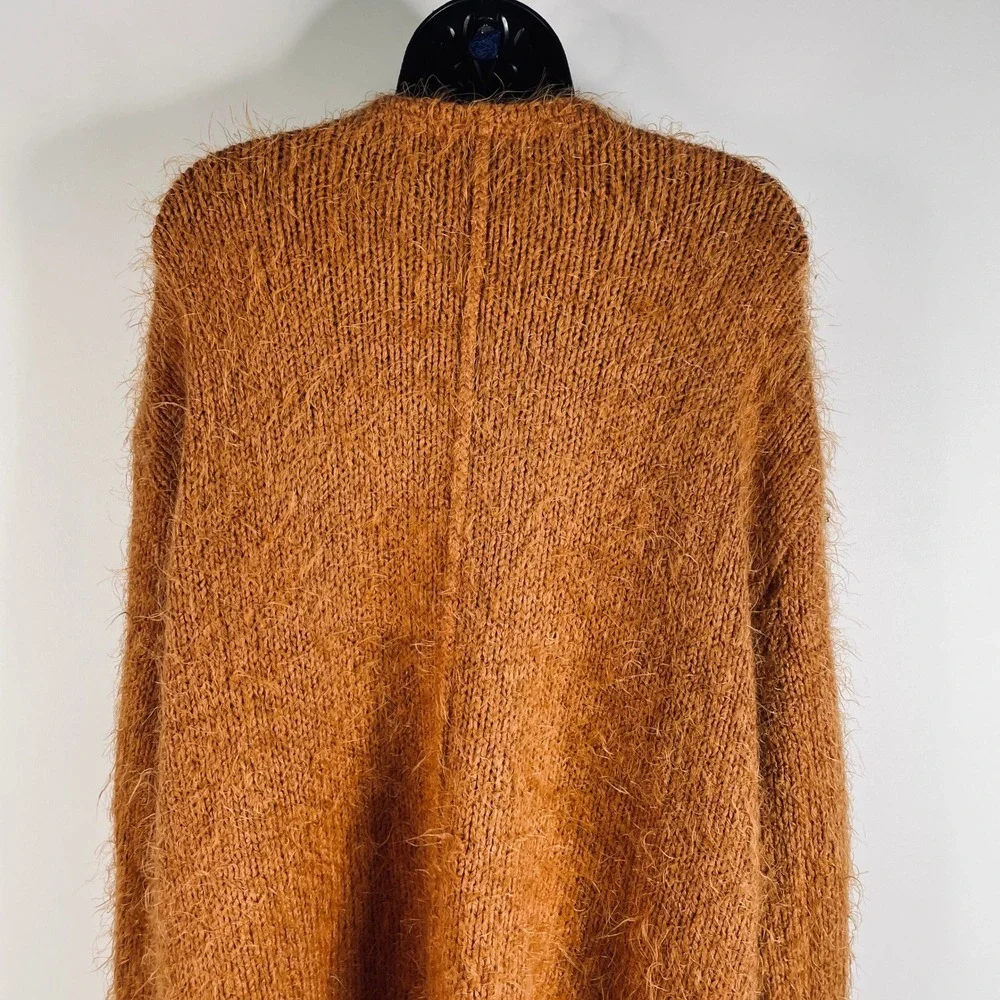 Free People Nevermind Sm Orange Shaggy Knit Button Front Sweater Oversized‎ READ